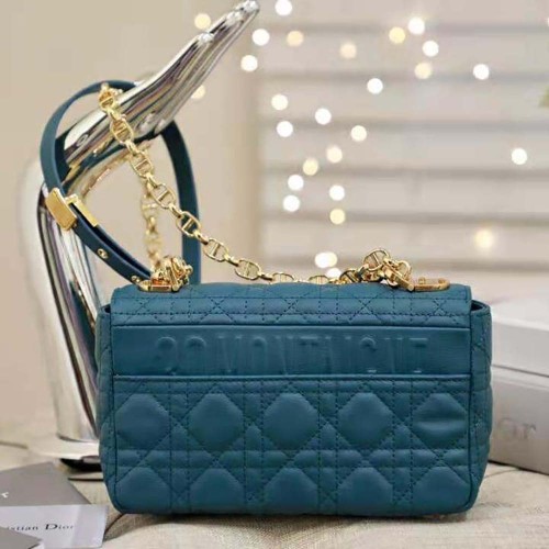 Dior Women Small Dior Caro Bag Supple Cannage Calfskin-Blue