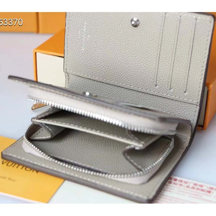 Louis Vuitton LV Unisex Cléa Wallet Galet Grey Mahina Perforated Calf Leather