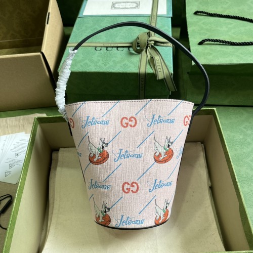 Gucci Children's Printed Bucket Bag GG The Jetsons Print Pink Supreme Canvas