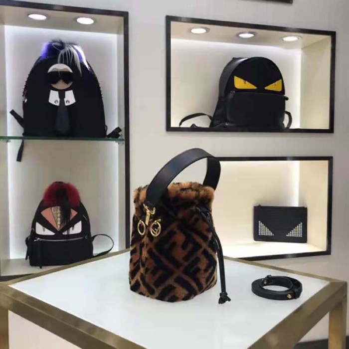 Fendi Women Mon Tresor Mini-Bag in Brown Sheepskin