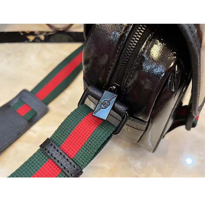 Gucci Unisex GG Crystal Messenger Bag Black GG Crystal Canvas Nylon Lining Style ‎760123 FACLK 1094