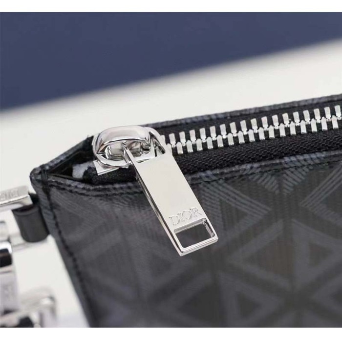 Dior Unisex CD Pouch Black CD Diamond Canvas DIOR Signature