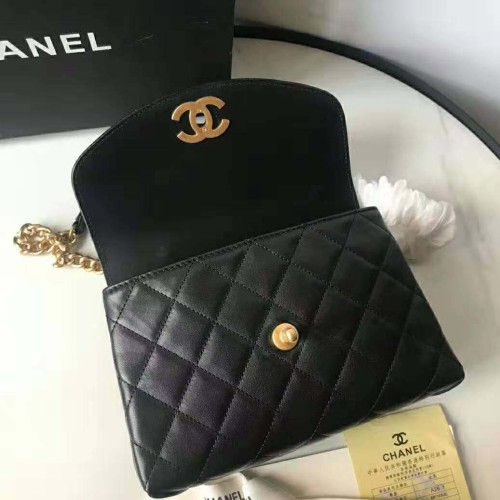 Chanel Women Flap Bag with Top Handle in Lambskin-Black