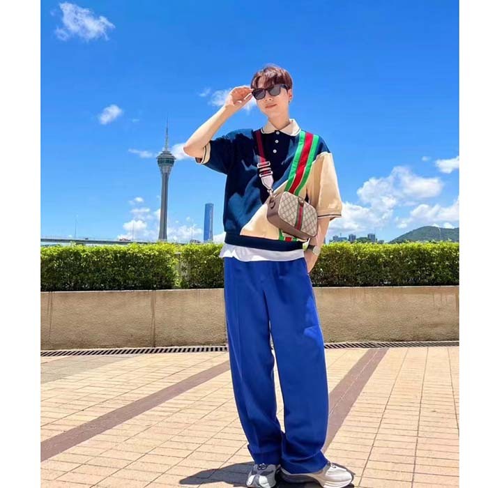 Gucci Unisex Ophidia GG Small Crossbody Bag Beige Ebony GG Supreme Canvas Double G