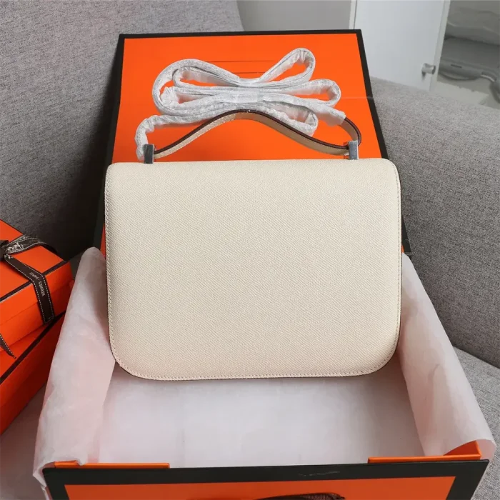 Hermes Women Constance 19 Bag Epsom Leather-White/Silver