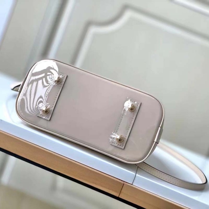 Louis Vuitton LV Women Alma BB Handbag Beige Damier Azur Coated Canvas