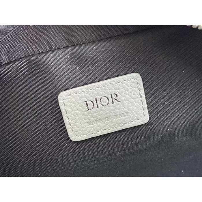 Dior Unisex CD Safari Messenger Bag Gray Grained Calfskin 'Christian Dior 1947' Signature