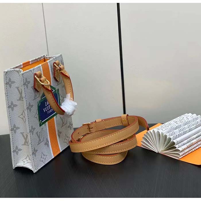 Louis Vuitton LV Unisex Petit Sac Plat Bag Beige Ocher Monopaname Coated Canvas Cowhide Leather