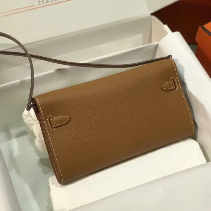 Hermes Women Kelly To Go in Epsom Leather-Brown/Silver
