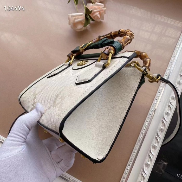 Gucci Women Diana Small Jumbo GG Tote Bag Off-White Ivory Canvas Double G