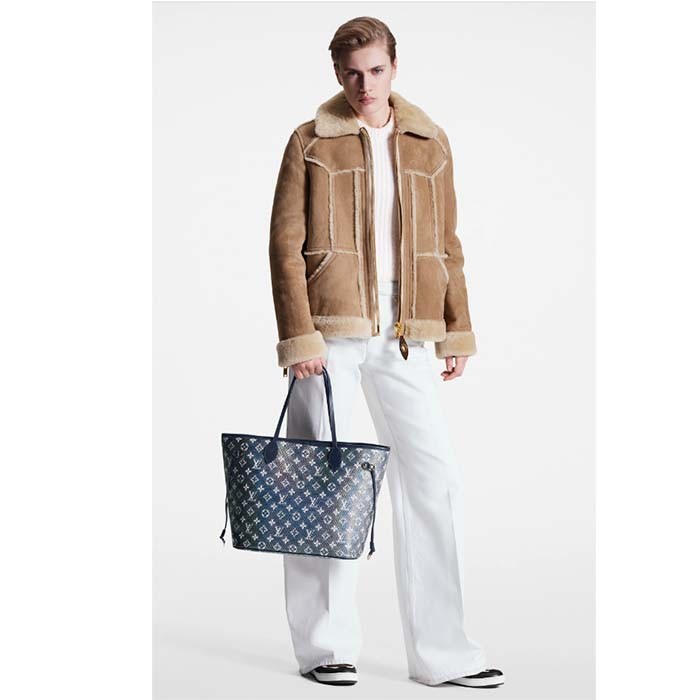 Louis Vuitton LV Unisex Neverfull MM Monogram Coated Canvas Cowhide Leather