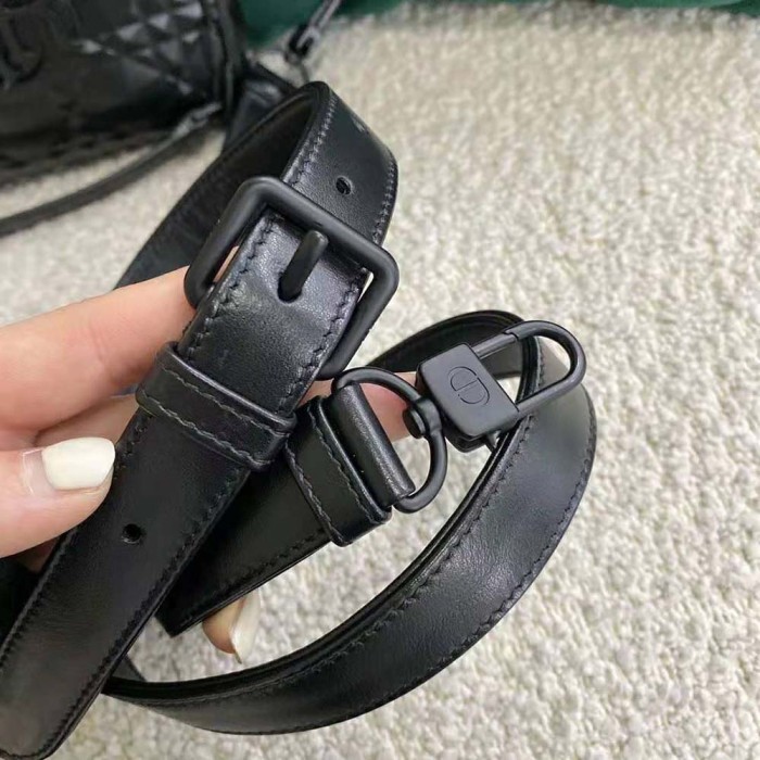 Dior Women Lady D-Joy Bag Black Cannage Calfskin with Diamond Motif