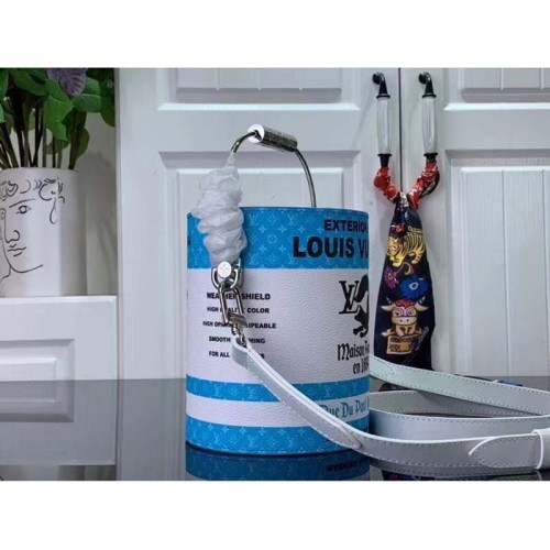 Louis Vuitton LV Unisex Paint Can Lagoon Coated Canvas Cowhide Leather