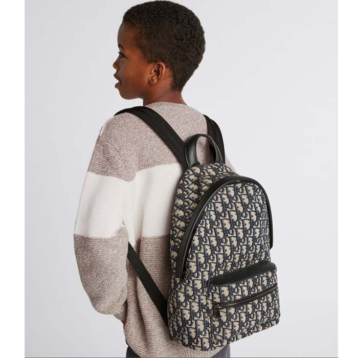 Dior Unisex CD Kid's Rider Sling Bag Beige Blue Dior Oblique Jacquard