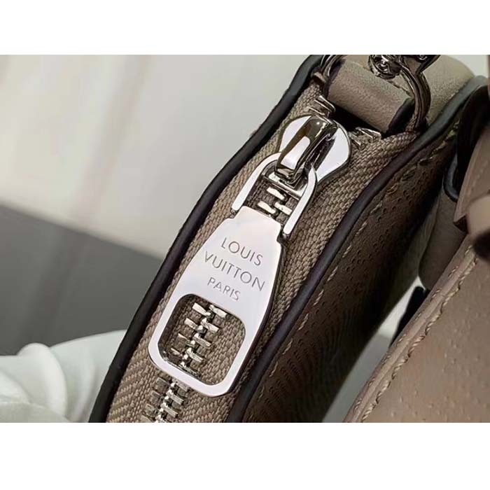 Louis Vuitton LV Women Bella Bucket Bag Gray Mahina Perforated Calfskin Leather