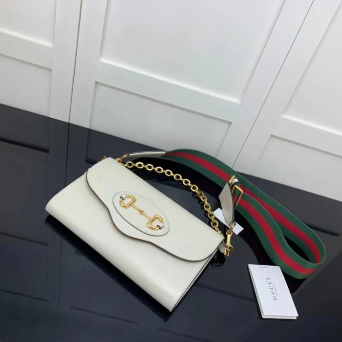 Gucci GG Women Gucci Horsebit 1955 Small Bag White Leather