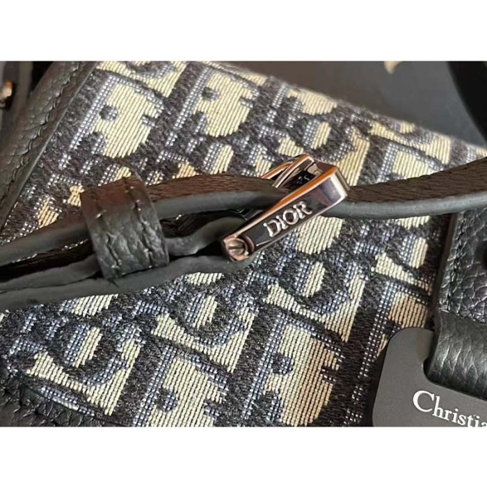 Dior Unisex CD Gallop Messenger Bag Beige Black Oblique Jacquard Grained Calfskin