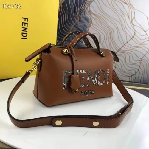Fendi FF Women By The Way Medium Light Brown Leather Elaphe Boston Bag