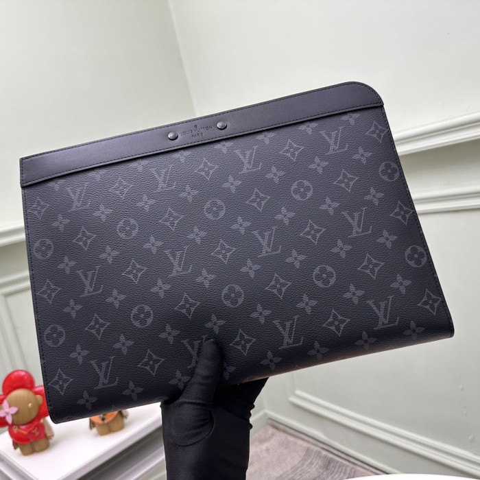 Louis Vuitton LV Unisex Pochette Jour Monogram Eclipse Coated Canvas Cowhide Leather