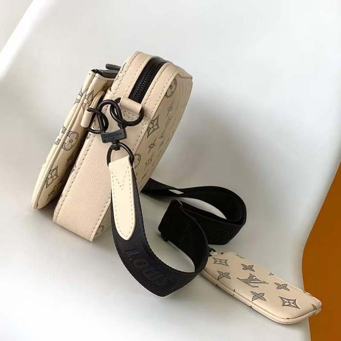 Louis Vuitton LV Unisex Trio Messenger White Navy Blue Monogram Shadow Calf Leather M24754