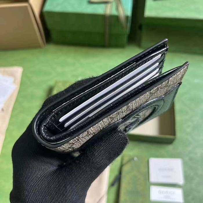 Gucci Unisex GG Wallet Cut-Out Interlocking G Beige Ebony GG Supreme Canvas