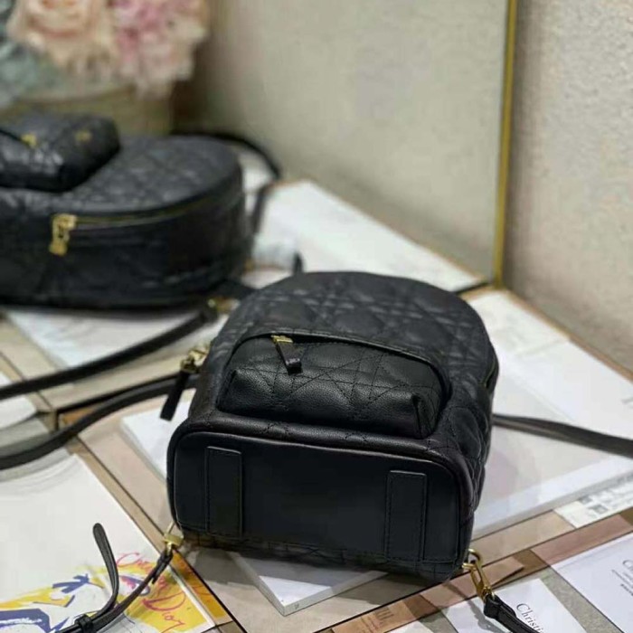 Dior Women Mini Dior Backpack Black Cannage Lambskin