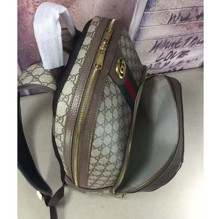 Gucci Unisex Ophidia GG Backpack Beige Ebony GG Supreme Canvas Double G Style ‎779901 FABYY 9744