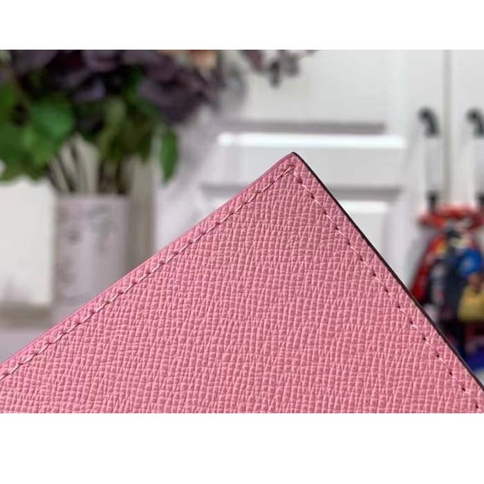 Louis Vuitton LV Unisex Passport Cover Pink Monogram Coated Canvas Grained Cowhide Leather