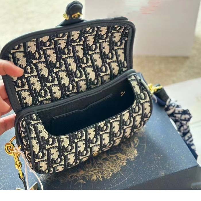 Dior Women Bobby East-West Bag Blue Dior Oblique Jacquard