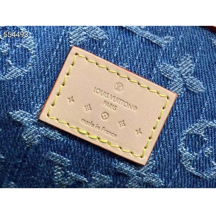 Louis Vuitton LV Unisex Keepall Bandoulière 45 Bleu Denim GOTS Certified Cotton Monogram Denim Canvas M24315