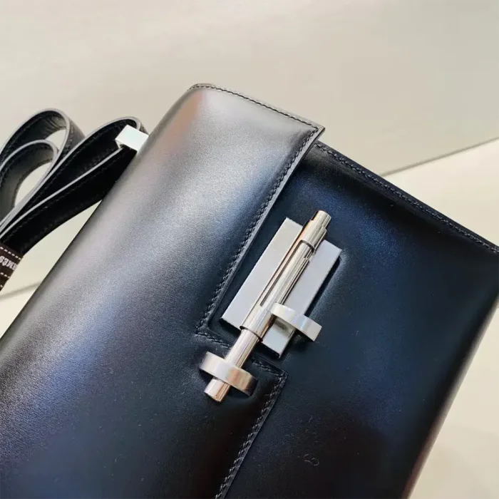 Hermes Women Verrou Bag in Box Leather-Black/Silver