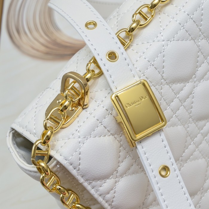 Dior Women CD Large Dior Caro Bag Stone Ivory Supple Cannage Calfskin