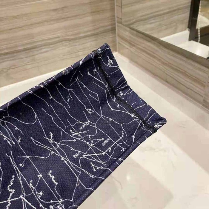 Dior Women Small Dior Book Tote Blue Dior Constellation Embroidery