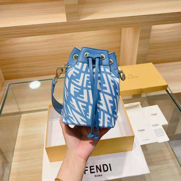 Fendi Women Mon Tresor Glazed Canvas Mini-Bag-Blue