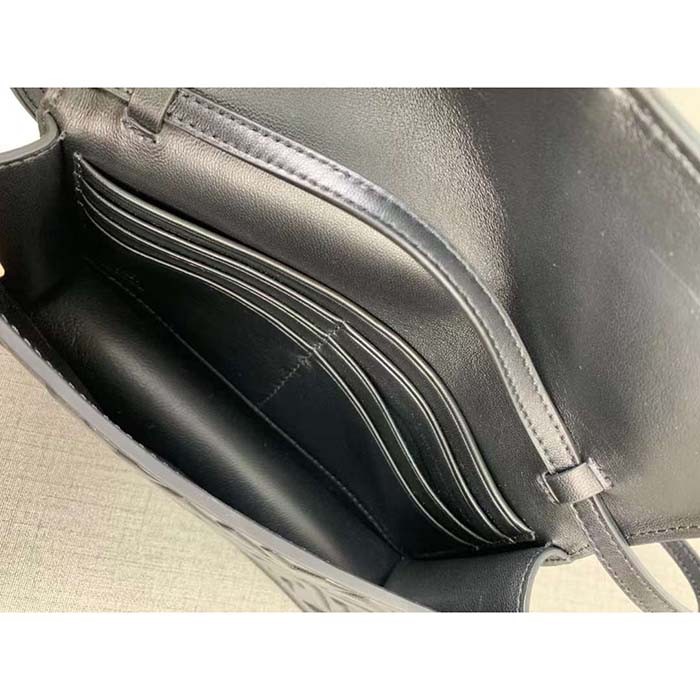 Fendi Women FF Wallet On Chain Baguette Black Nappa Leather Wallet