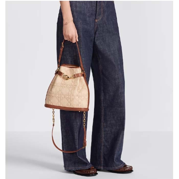 Dior Women CD Medium C'est Dior Bag Natural Cannage Raffia