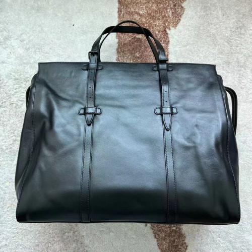 Gucci Unisex Large Tote Bag Tonal Double G Black Leather Original GG Canvas