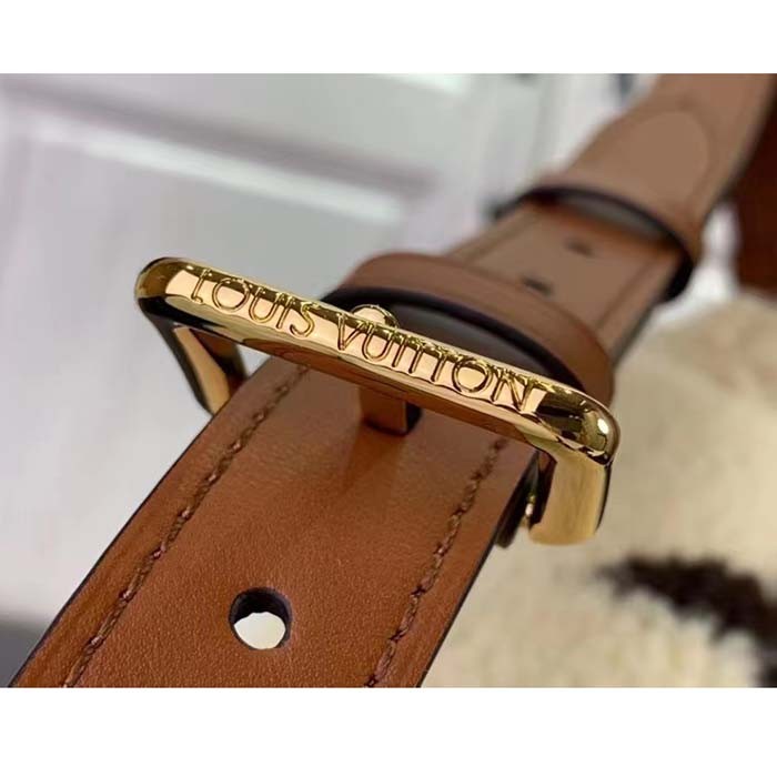 Louis Vuitton LV Unisex Bumbag Cream Brown Shearling Cowhide-Leather Textile Lining