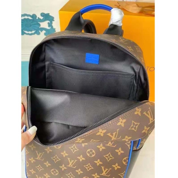 Louis Vuitton LV Unisex Dean Backpack Blue Monogram Macassar Coated Canvas Cowhide Leather