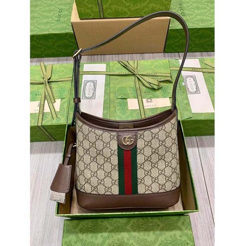 Gucci Unisex Ophidia GG Small Shoulder Bag Beige Supreme Canvas