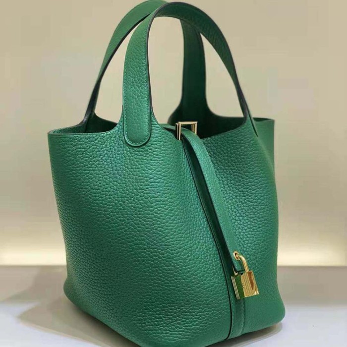 Hermes Women Picotin Lock 18cm in Cowhide leather-Green