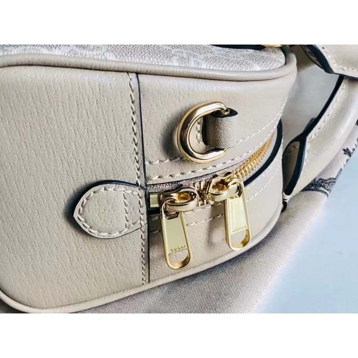 Gucci GG Women Ophidia Mini GG Top Handle Bag White Supreme Canvas