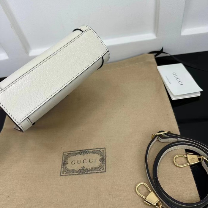 Gucci GG Women Gucci Diana Mini Tote Bag Double G White Leather