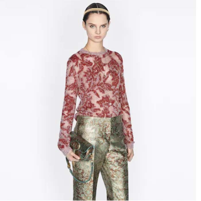 Dior Women Bobby East-West Bag Metallic Blue Dior Brocart Printed Calfskin