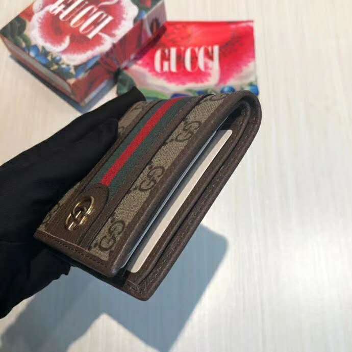 Gucci GG Unisex Ophidia GG Wallet Beige/Ebony GG Supreme Canvas