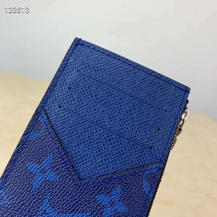 Louis Vuitton LV Unisex Coin Card Holder Monogram Canvas Taiga Leather
