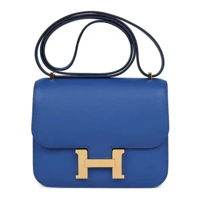 Hermes Women Constance 24 Bag Epsom Leather-Blue/Gold