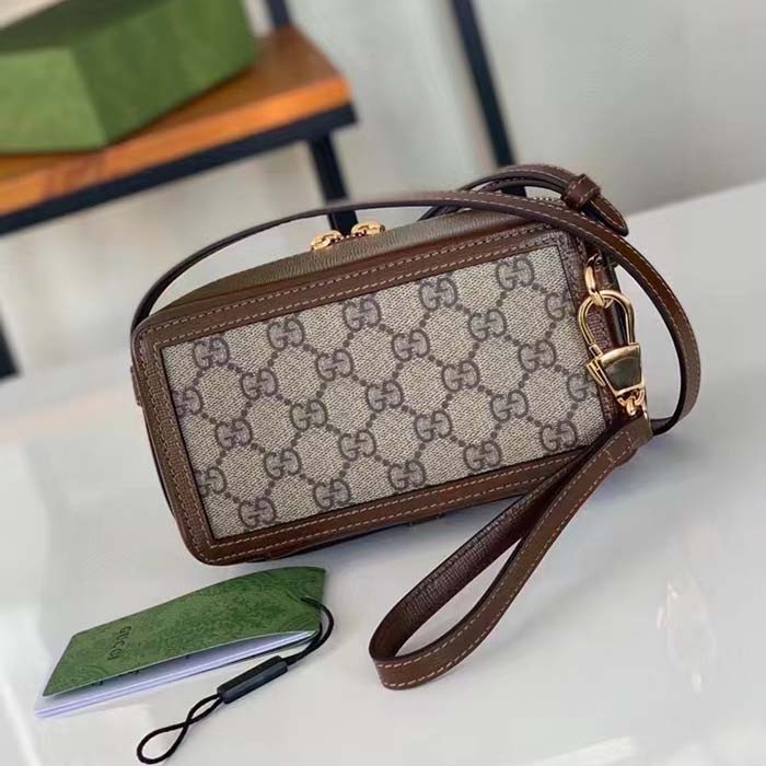Gucci Unisex GG Mini Bag Interlocking G Beige Ebony GG Supreme Fabric