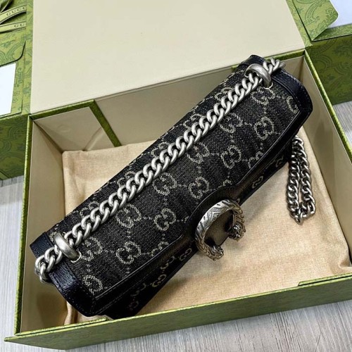 Gucci Women Dionysus GG Small Shoulder Bag Beige Blue Supreme Canvas