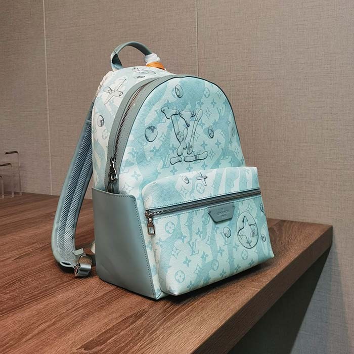Louis Vuitton LV Unisex Discovery Backpack Crystal Blue Monogram Aquagarden Coated Canvas